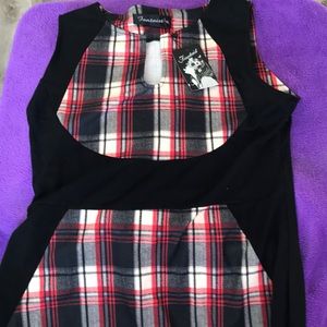 Beautiful red and black plaid dress sleeveless